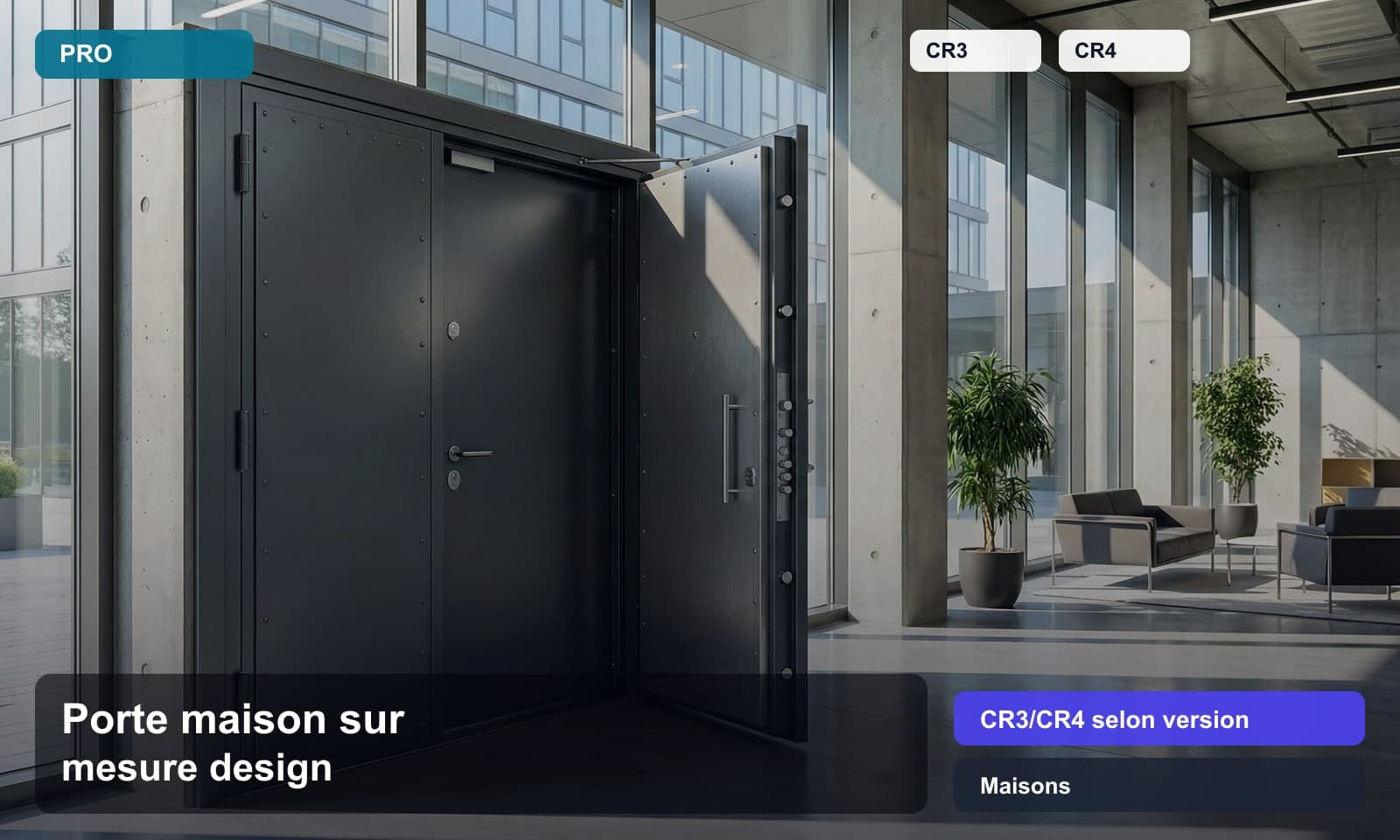 Photo porte maison sur mesure design norme CR3/CR4 selon version pour Maisons