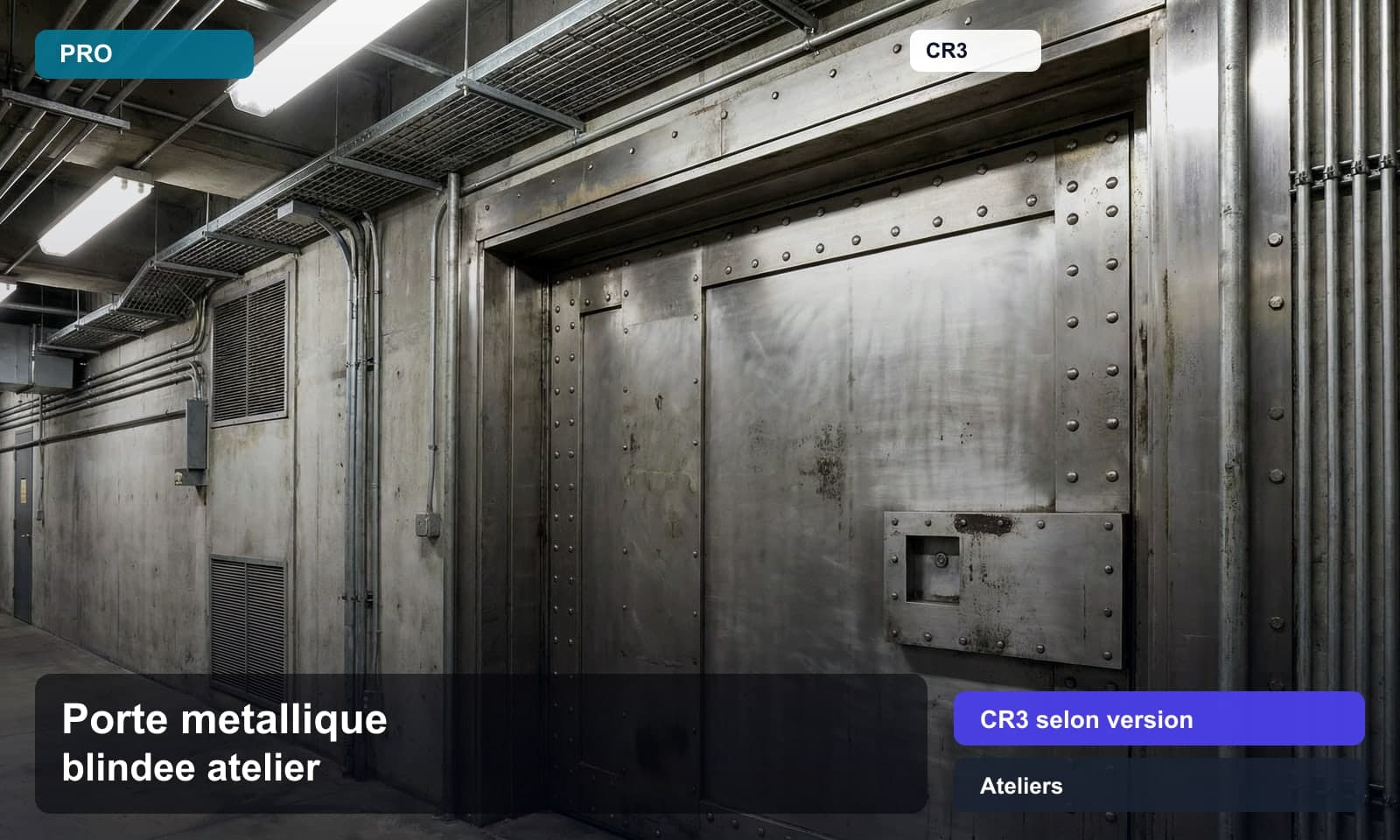 Photo porte metallique blindee atelier norme CR3 selon version pour Ateliers