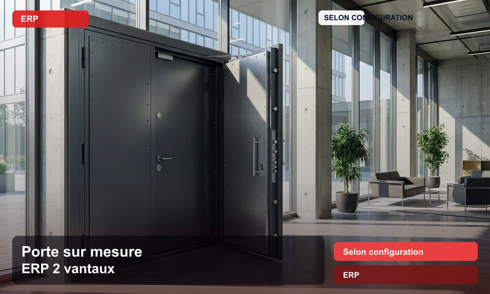 Photo porte sur mesure erp 2 vantaux norme Selon configuration pour ERP